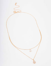 Gold Pear Halo Layered Necklace - link has visual effect only