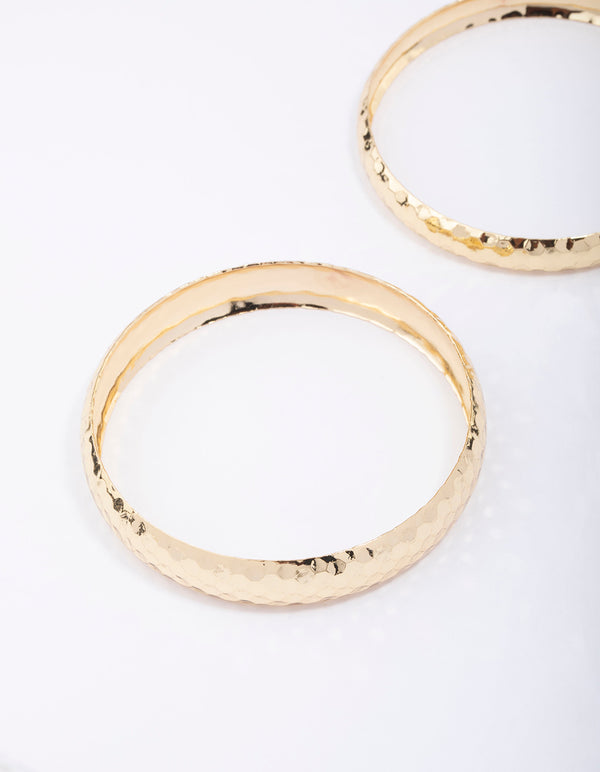 Gold Plated Hammered Bangle Pack
