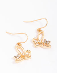 Gold Diamante Cut Butterfly Drop Earrings - link has visual effect only