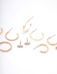 Gold Diamante & Pearl Hoop Earring 8-Pack - link has visual effect only
