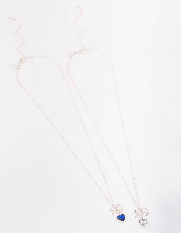Silver Heart & Bow Necklace Pack
