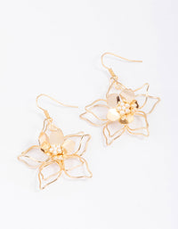 Gold Wire Pearl Flower Drop Earrings - link has visual effect only