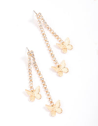 Gold Cup Chain Butterfly Drop Earrings - link has visual effect only