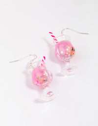 Silver Pink Cocktail Straw Drop Earrings - link has visual effect only