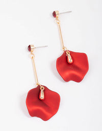 Gold & Red Pearlised Petal Drop Earrings - link has visual effect only