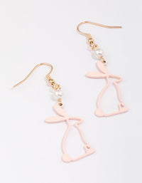 Pink Rabbit & Pearl Drop Earrings - link has visual effect only