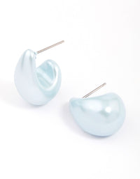Blue Iridescent Teardrop Huggie Earrings - link has visual effect only