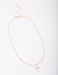 Rose Gold Classic Cross Ball Chain Necklace - link has visual effect only