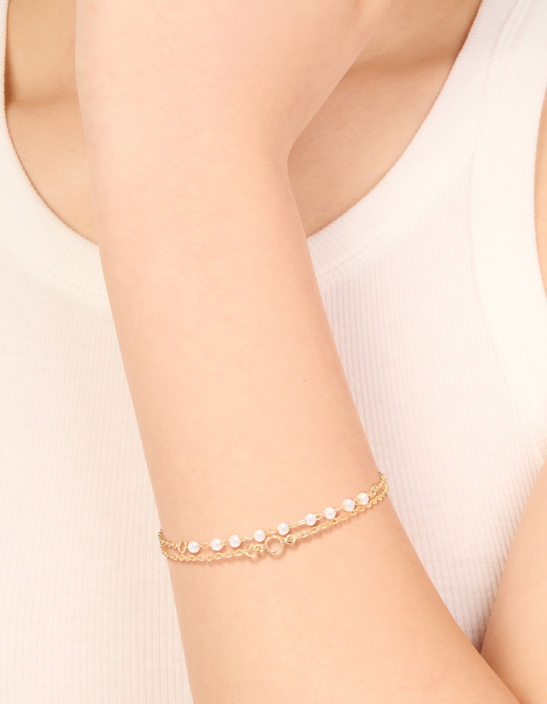 Gold Pearl Station Diamante Bracelet Pack