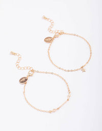 Gold Geometric Chain Star Bracelet Pack - link has visual effect only