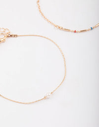 Gold Bead & Pearl Chain Bracelet Pack - link has visual effect only