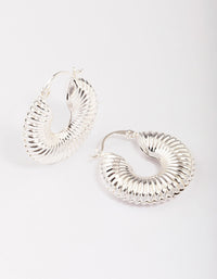 Silver Corrugated Hoop Earrings - link has visual effect only