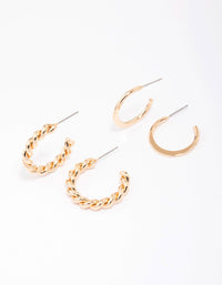Gold Clean & Twisted Hoop Earring Pack - link has visual effect only