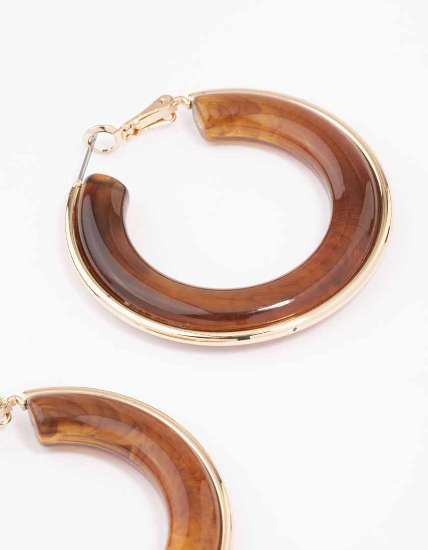 Gold Small Tortoiseshell Hoop Earrings