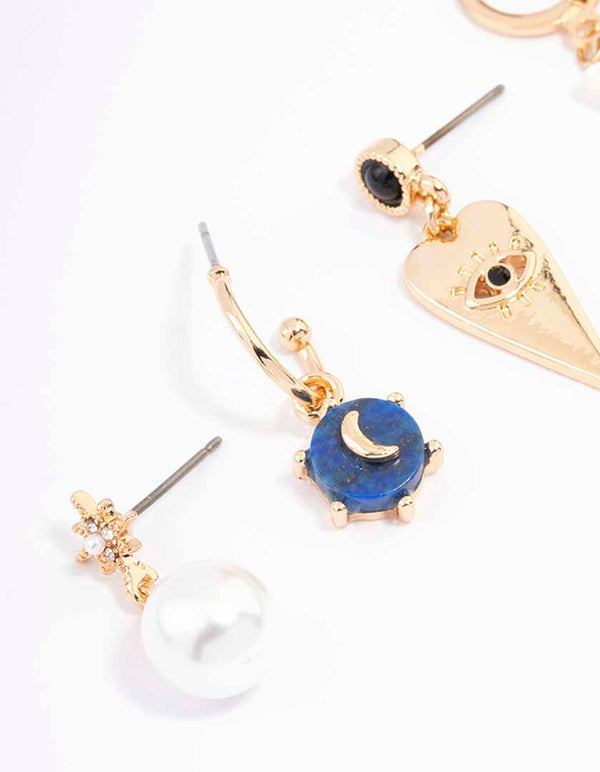 Gold Celestial Huggie Earring 4-Pack