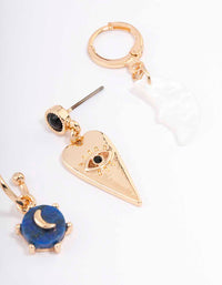 Gold Celestial Huggie Earring 4-Pack - link has visual effect only