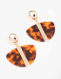 Gold Large Tortoiseshell Drop Earrings - link has visual effect only