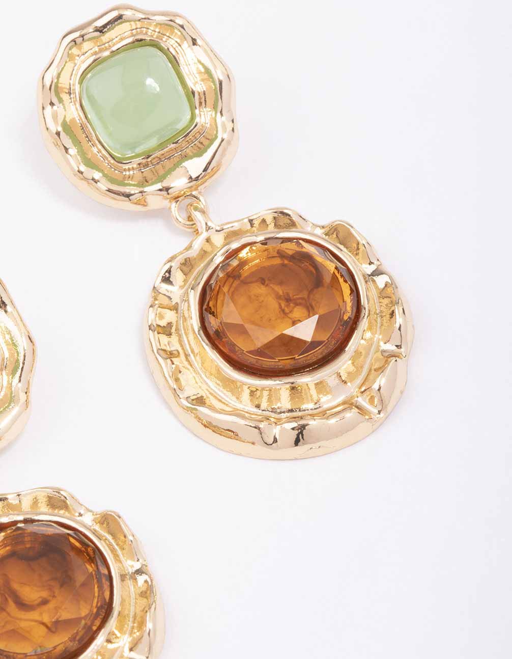 Gold Vintage Molten Round Drop Earrings