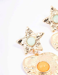 Gold Star & Heart Molten Drop Earrings - link has visual effect only