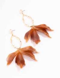 Gold Oval Floral Drop Earrings - link has visual effect only