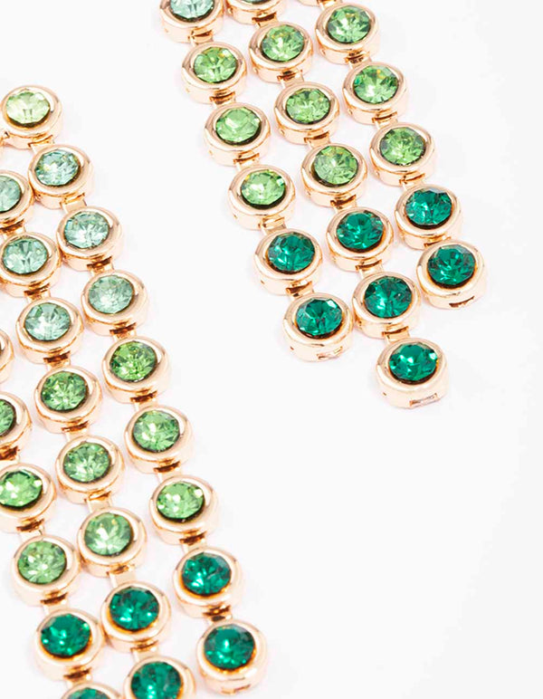 Gold Triple Row Chandelier Drop Earrings