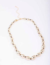 Gold Oval Bead Graduating Cord Necklace - link has visual effect only