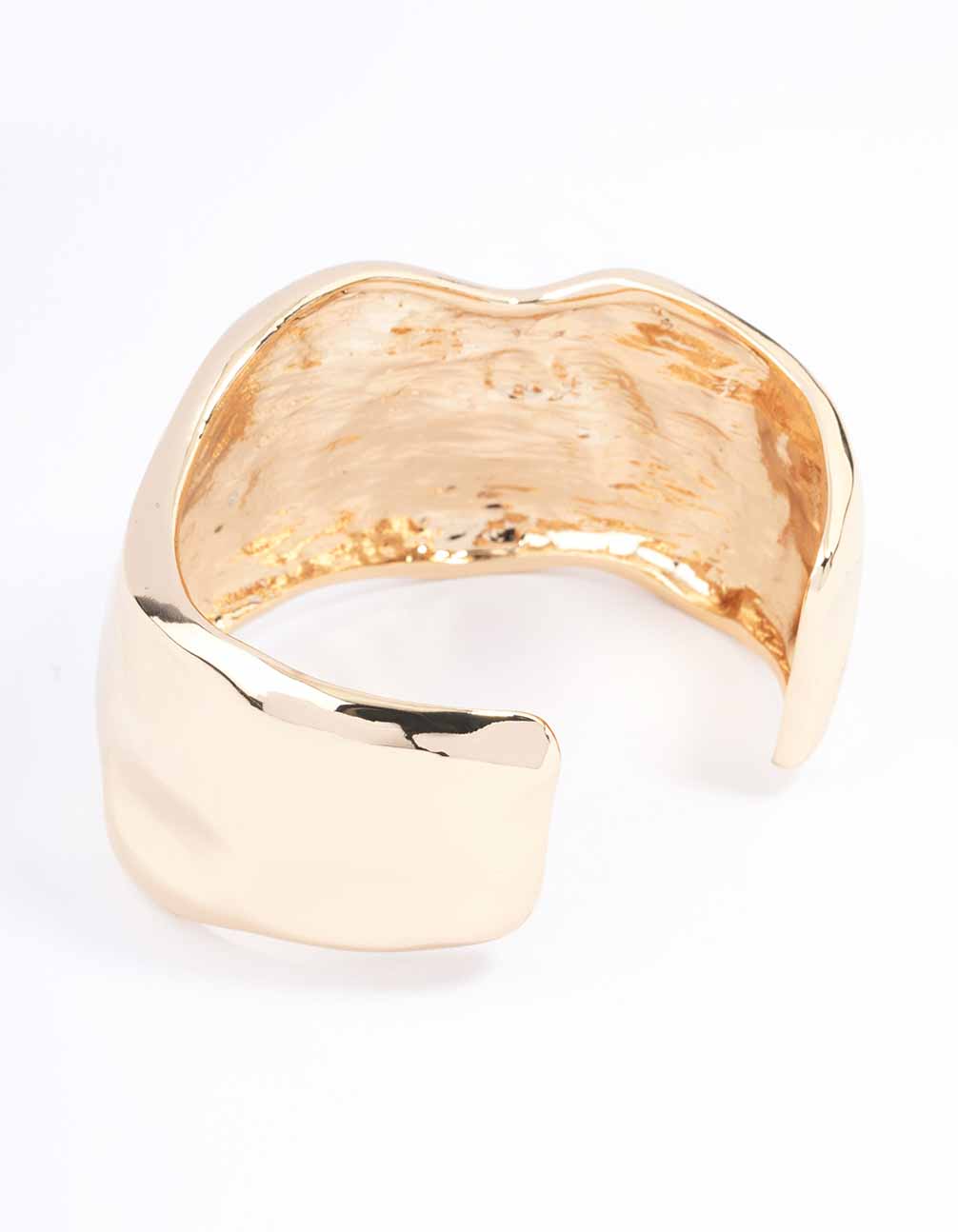 Gold Wide Molten Wrist Cuff