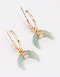 Gold Green Aventurine Horn Hoop Earrings - link has visual effect only