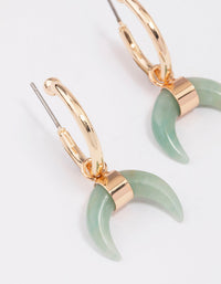 Gold Green Aventurine Horn Hoop Earrings - link has visual effect only