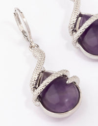Rhodium Amethyst Snake Wrapped Drop Earrings - link has visual effect only