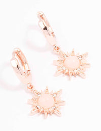 Rose Gold Rose Quartz Starburst Huggie Earrings - link has visual effect only