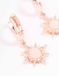 Rose Gold Rose Quartz Starburst Huggie Earrings - link has visual effect only