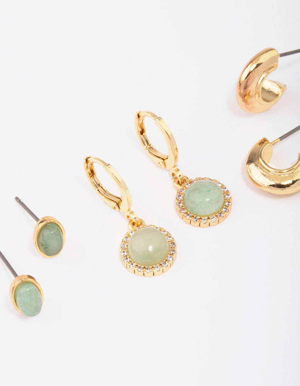 Gold Plated Semi-Precious Earring 3-Pack
