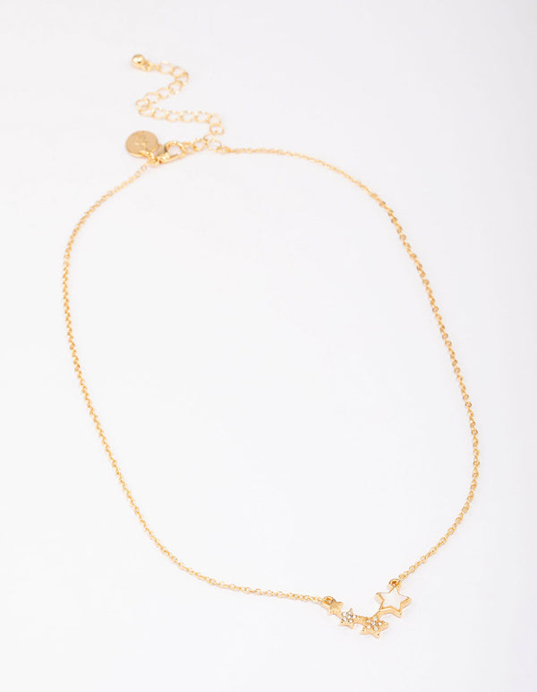 Gold Plated Star Trail Cubic Zirconia Pendant Necklace