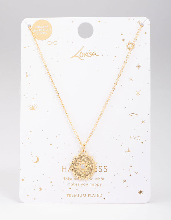Gold Plated Swirl Sun Pendant Necklace
