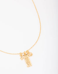 Gold Plated Peace Tab Charm Pendant Necklace - link has visual effect only
