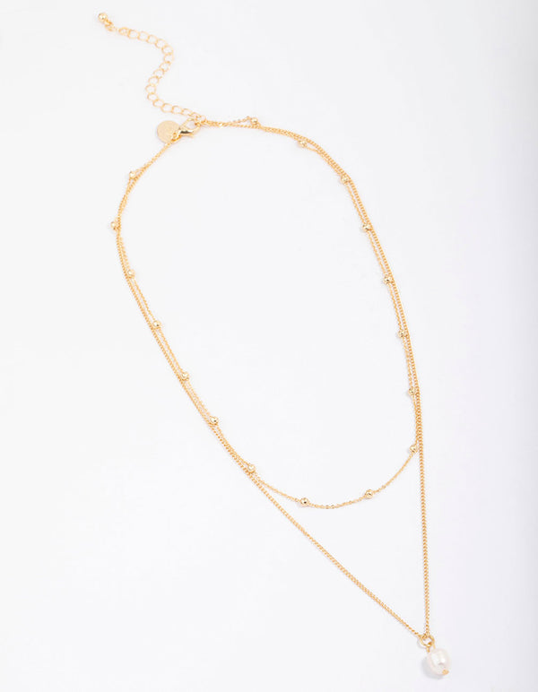 Gold Plated Petite Freshwater Pearl Layered Necklace