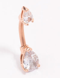 Rose Gold Plated Surgical Steel Double Pear Belly Piercing - link has visual effect only