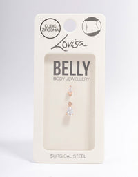 Rose Gold Plated Surgical Steel Double Pear Belly Piercing - link has visual effect only