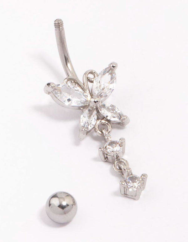 Surgical Steel Butterfly Double Drop Belly Piercing