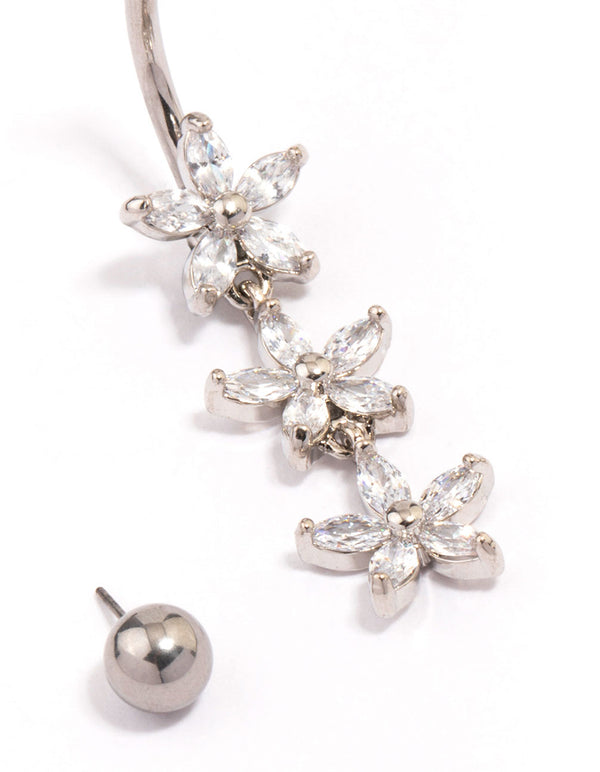 Surgical Steel Triangular Flower Drop Belly Piercing