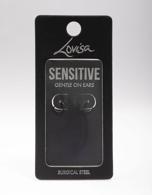 Black Surgical Steel Fine Sleeper Earrings 6mm