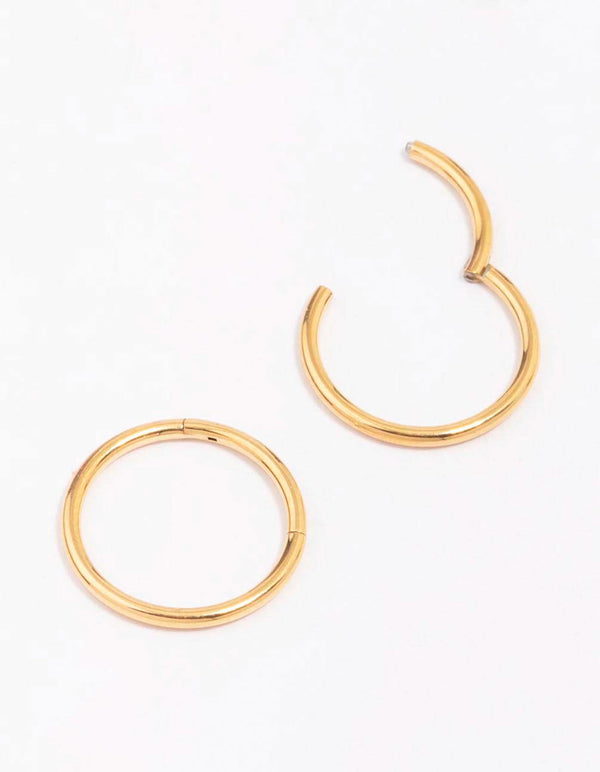 Gold Plated Surgical Steel Sleeper Earrings 12mm