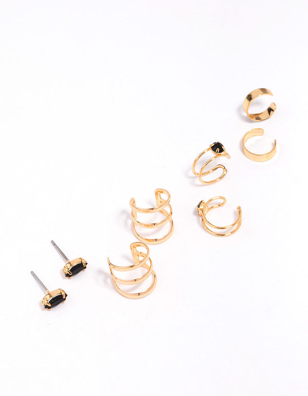 Gold Plated Marquise Stone Ear Cuff 8-Pack