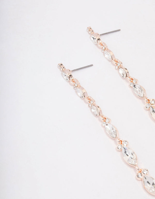 Rose Gold Pear Cup Chain Drop Earrings