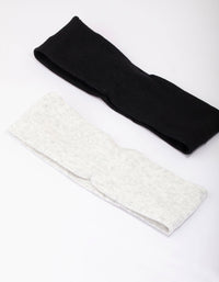 Black & Grey Ribbed Fabric Headbands 2-Pack - link has visual effect only