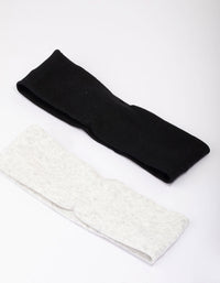Black & Grey Ribbed Fabric Headbands 2-Pack - link has visual effect only