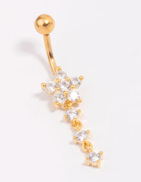 Gold Plated Titanium Cubic Zirconia Flower Belly Bar - link has visual effect only