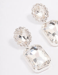 Silver Double Tiered Statement Drop Earrings - link has visual effect only