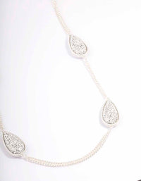 Silver Oval Long Chain Necklace - link has visual effect only